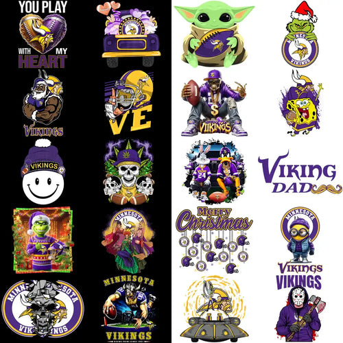 48 Minnesota Vikings V3 Football Designs Bundle PNG