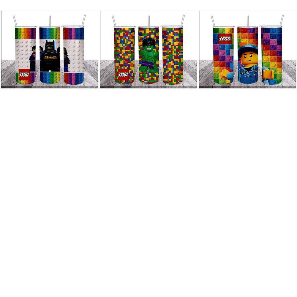 12 Colorful Lego Superhero Tumbler Wrap Designs Bundle JPG