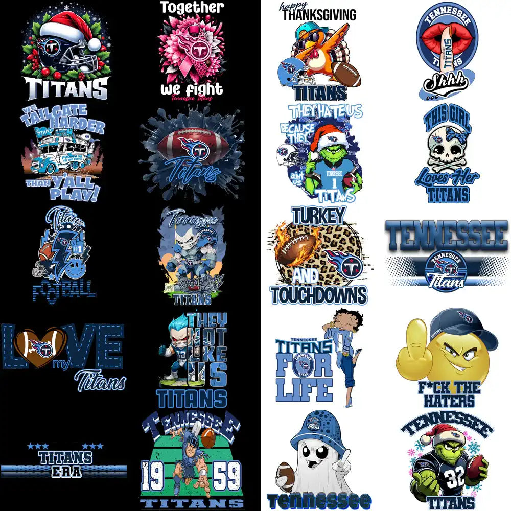 48 Tennessee Titans V3 Football Designs Bundle PNG