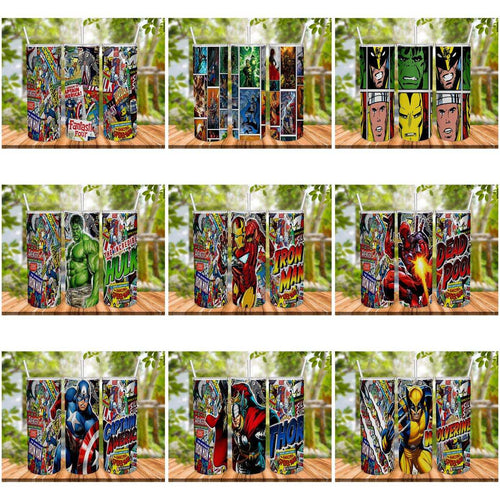 10 Marvel Superhero Tumbler Wrap Designs Bundle JPG
