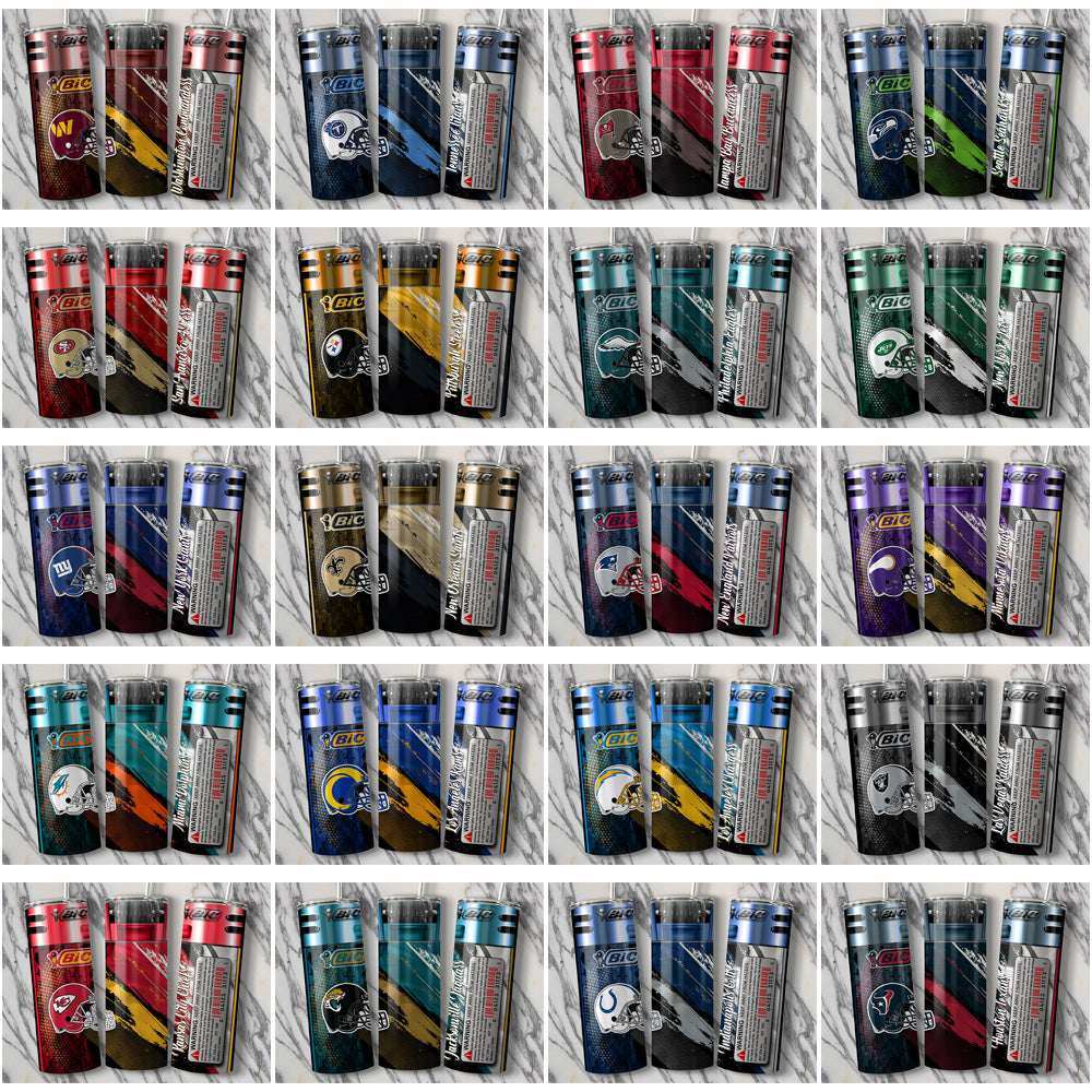 32 Football Teams BIC Lighter Tumbler Wrap Bundle JPG