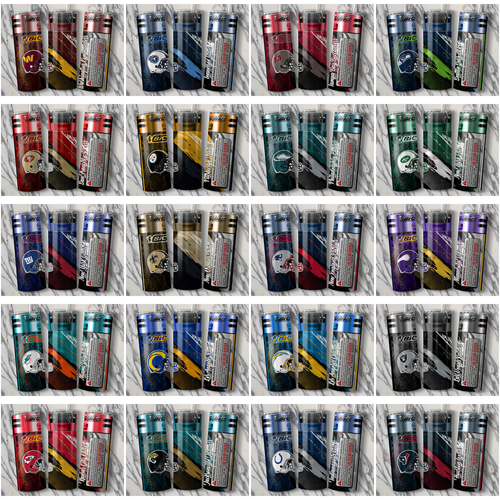 32 Football Teams BIC Lighter Tumbler Wrap Bundle JPG