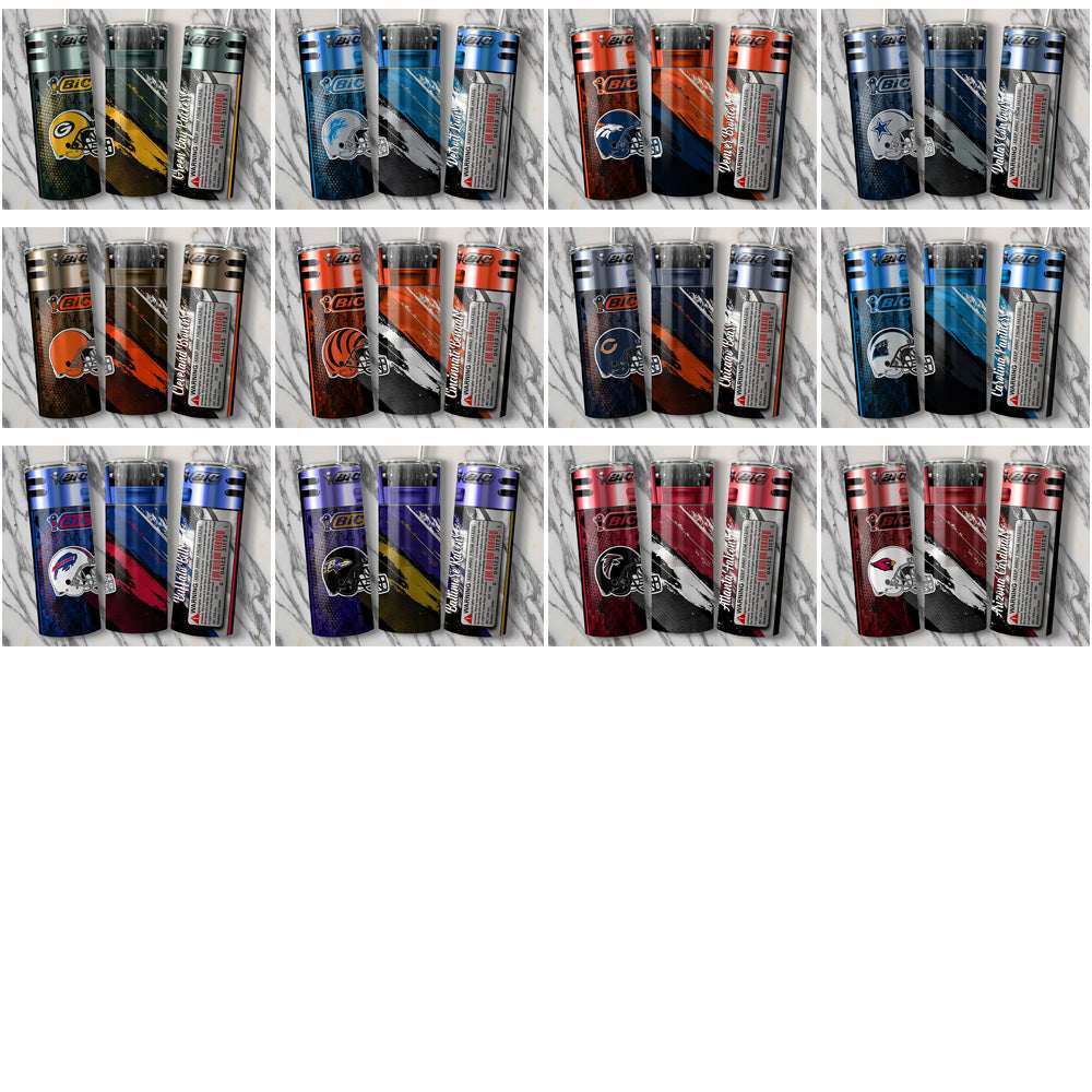 32 Football Teams BIC Lighter Tumbler Wrap Bundle JPG