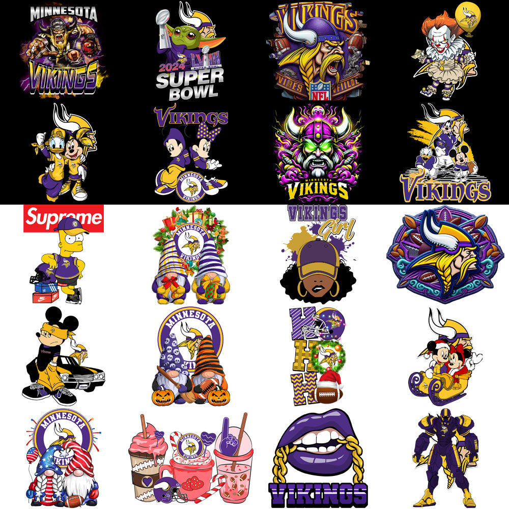 48 Minnesota Vikings V4 Football Designs Bundle PNG