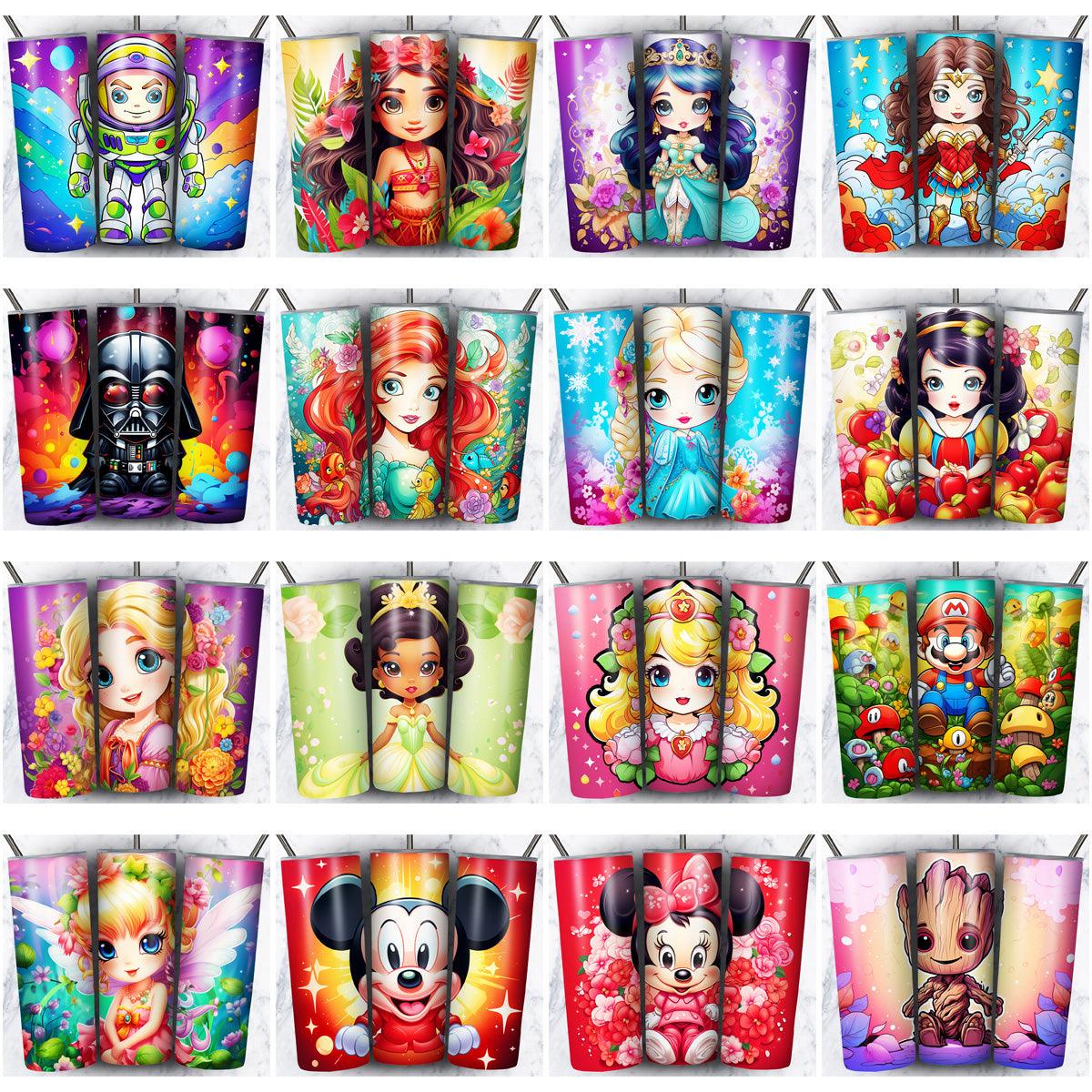 137 Colorful Cute Cartoon Tumbler Wrap Designs Bundle JPG