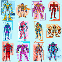 Load image into Gallery viewer, 24 Mecha Robot Designs Bundle PNG
