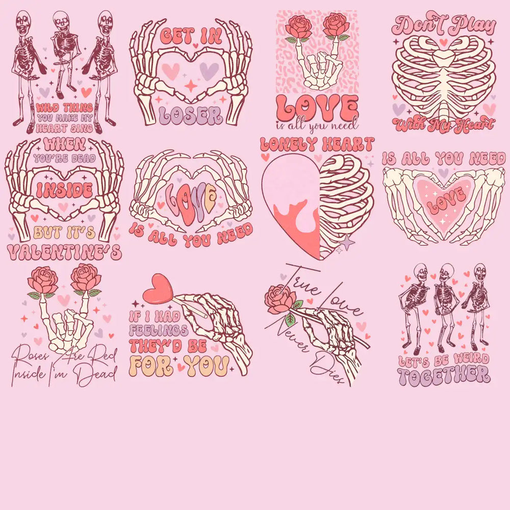 11 Skeleton Valentine Designs Bundle Png