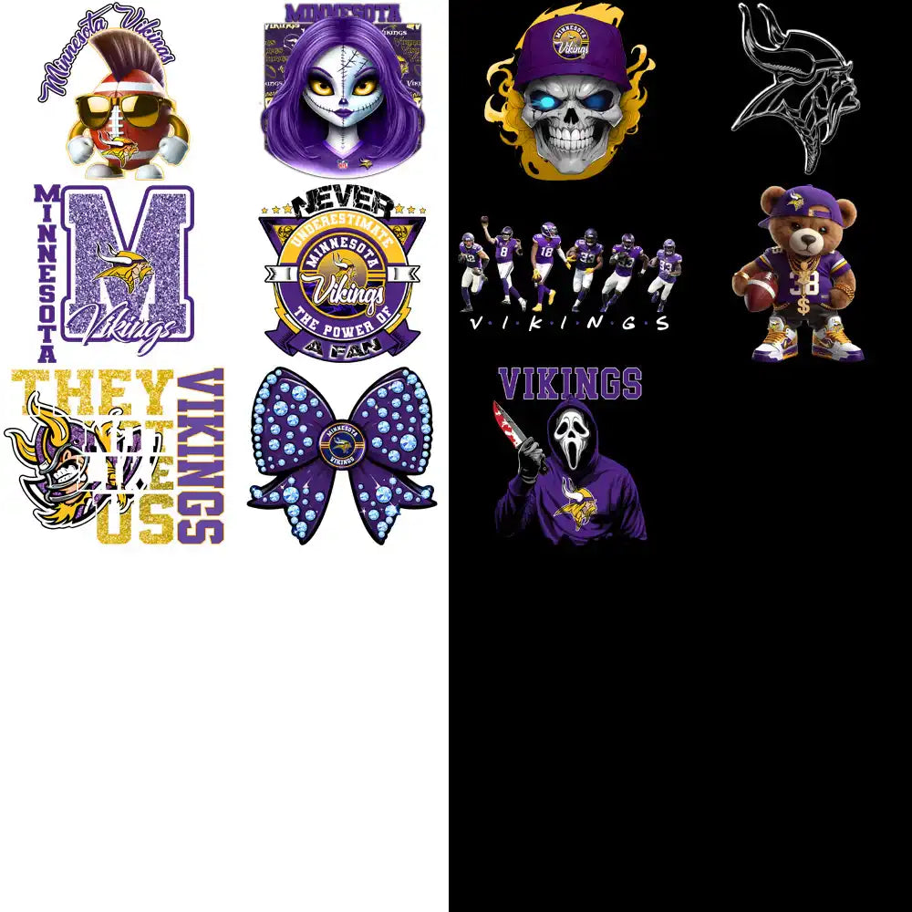 48 Minnesota Vikings V4 Football Designs Bundle PNG
