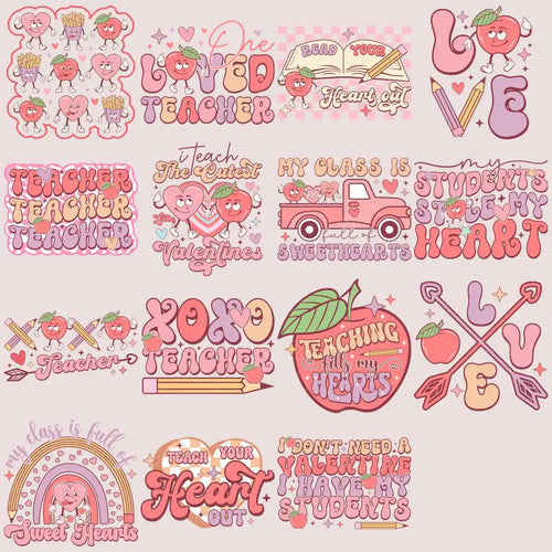 14 Lehrer Valentinstags-Designs Bundle Png