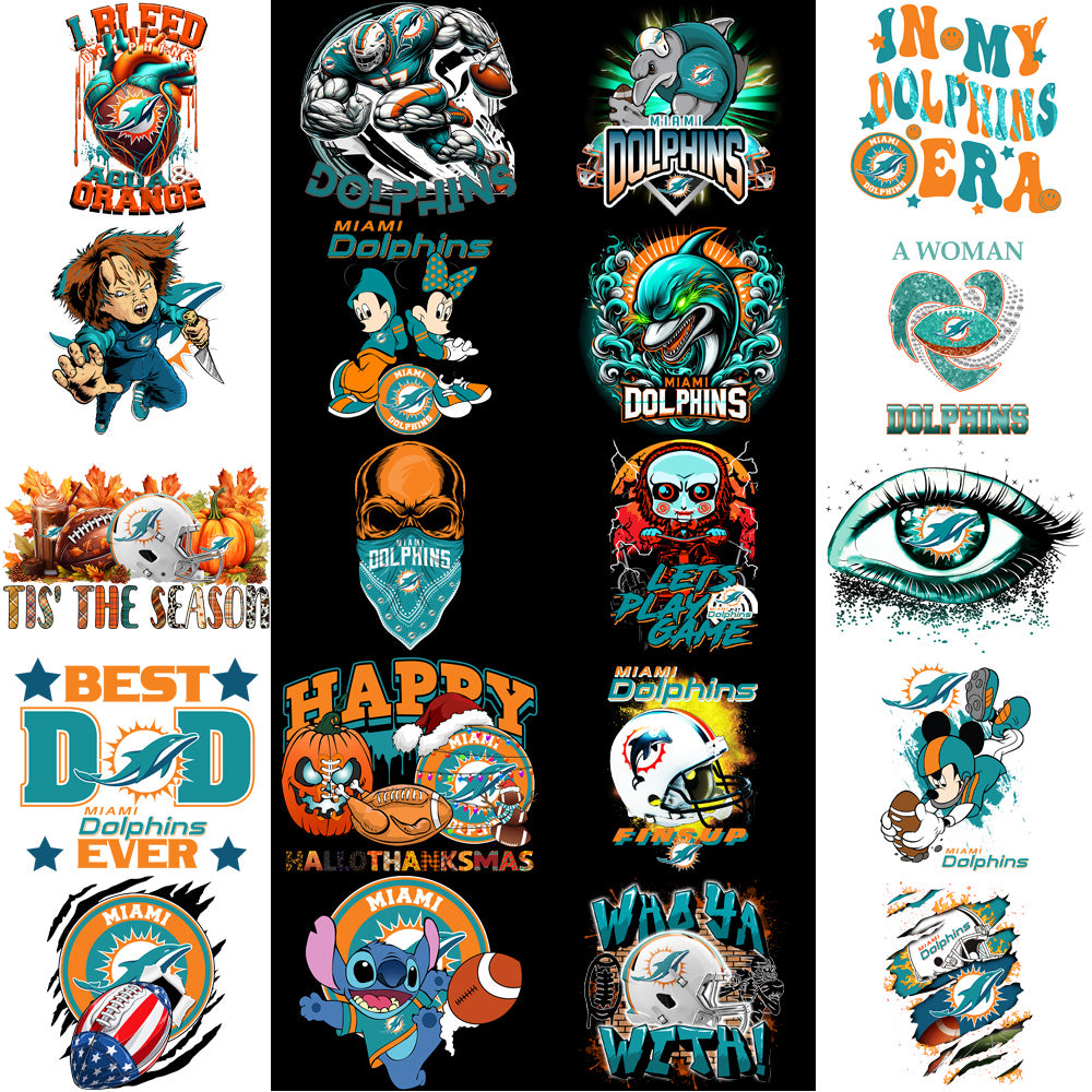 49 Miami Dolphins V2 Football Designs Bundle PNG