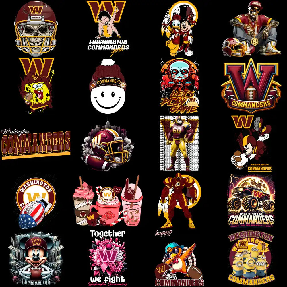 42 Washington Commanders V1 Football Designs Bundle PNG