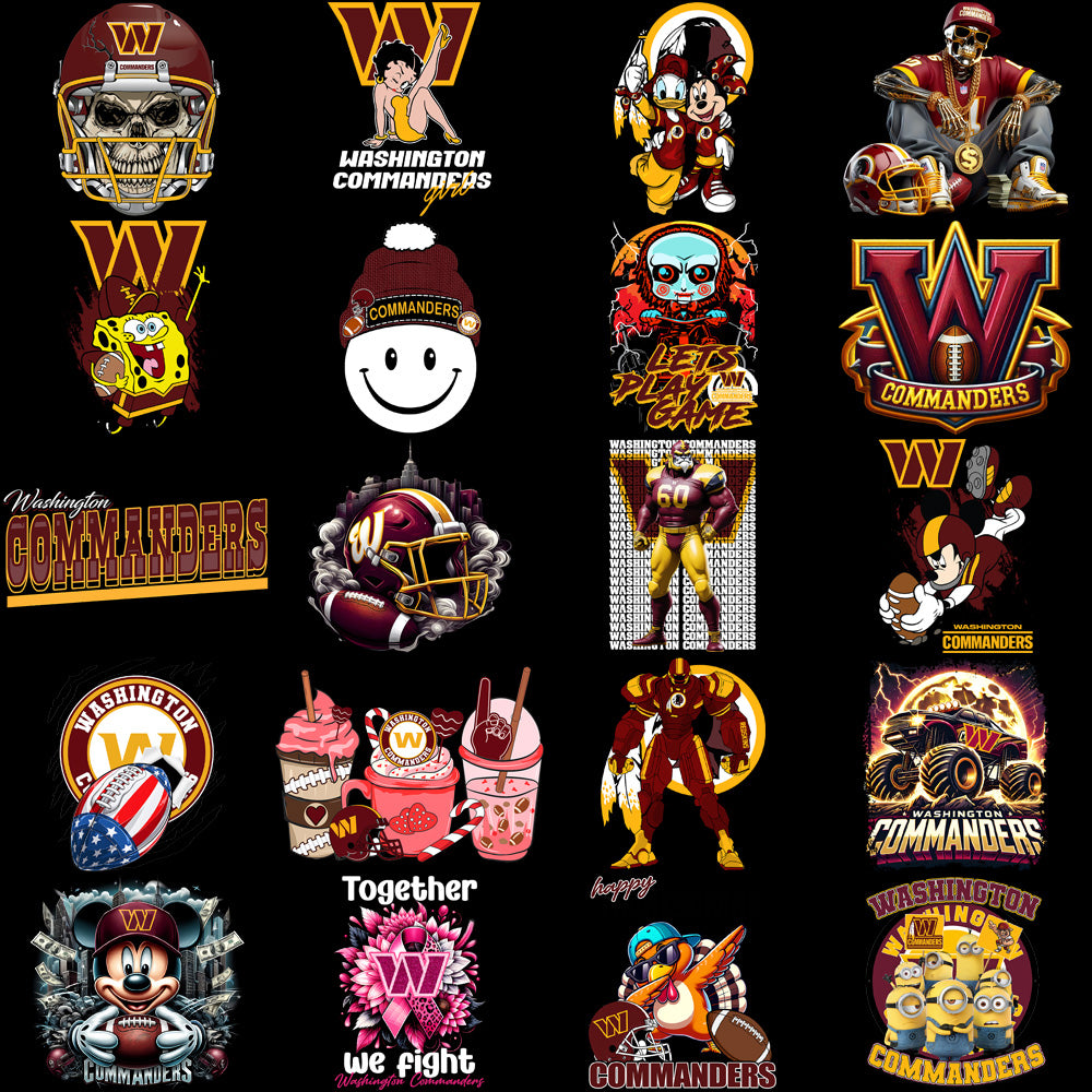 42 Washington Commanders V1 Football Designs Bundle PNG