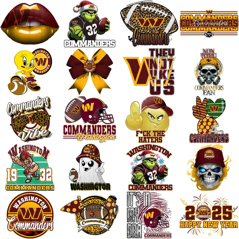 42 Washington Commanders V1 Football Designs Bundle PNG