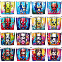 Load image into Gallery viewer, 137 Colorful Cute Cartoon Tumbler Wrap Designs Bundle JPG

