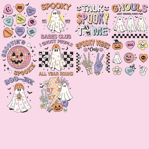 9 Retro Halloween Designs Bundle PNG