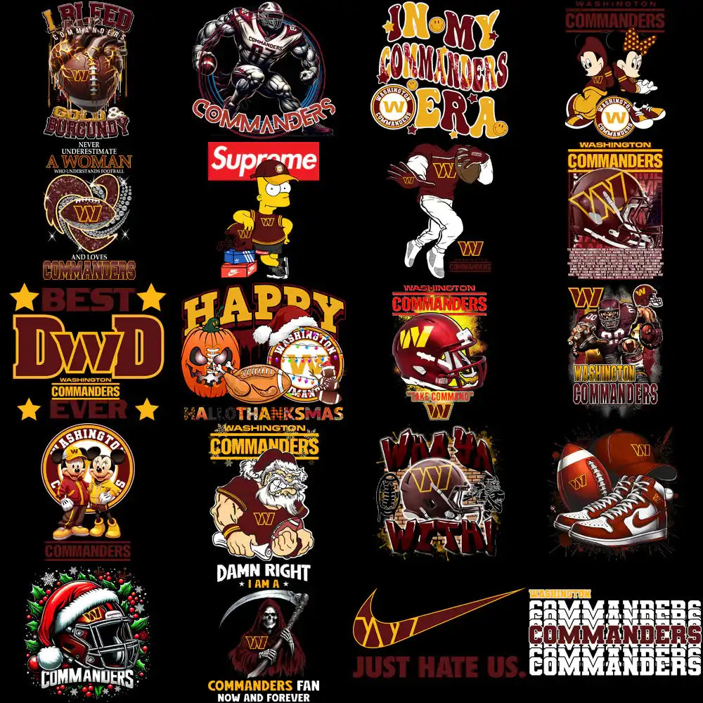42 Washington Commanders V2 Football Designs Bundle PNG