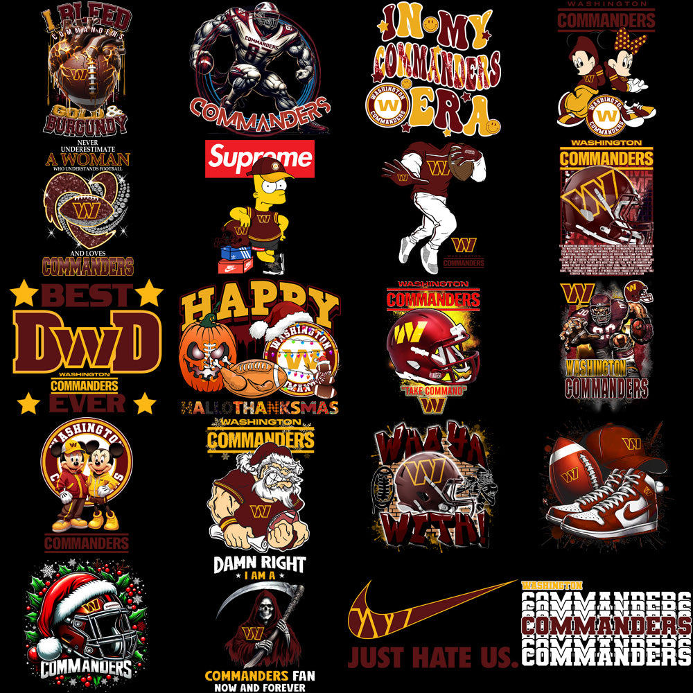 42 Washington Commanders V2 Football Designs Bundle PNG