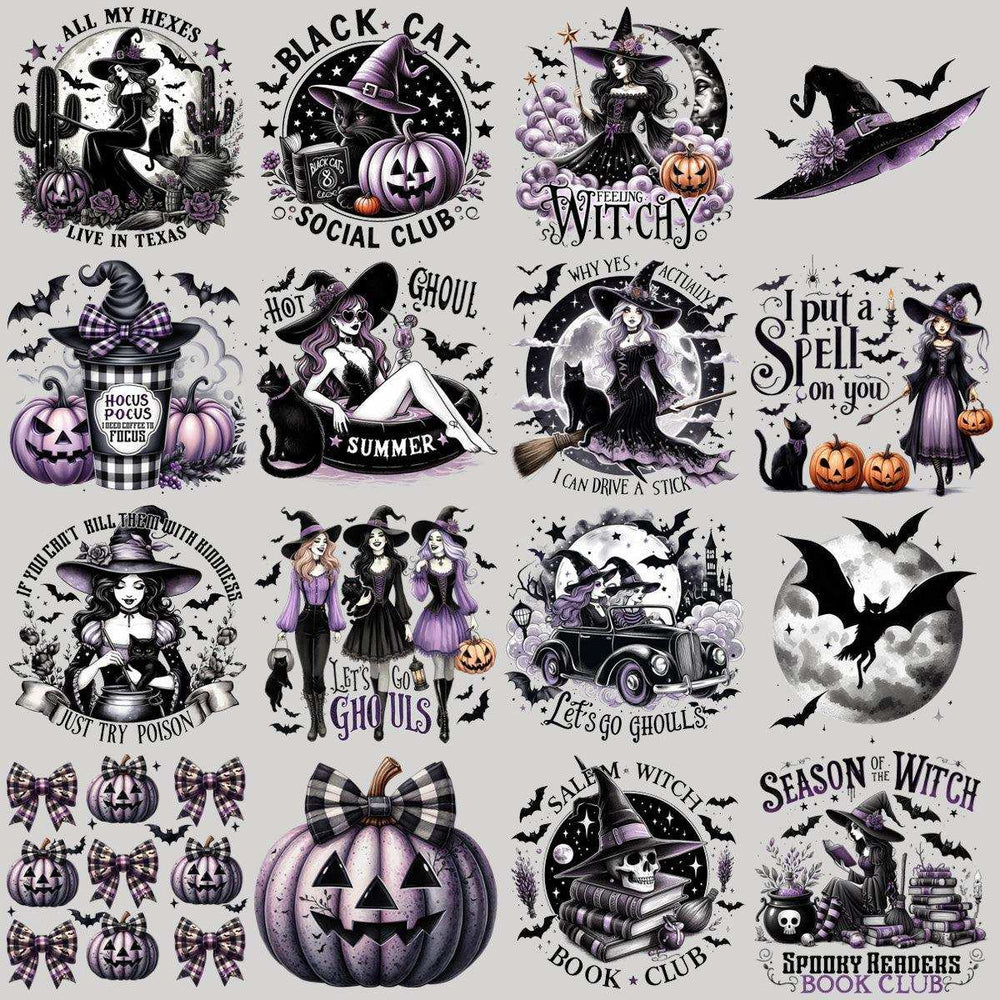 24 Vintage Halloween Witch Designs Bundle PNG