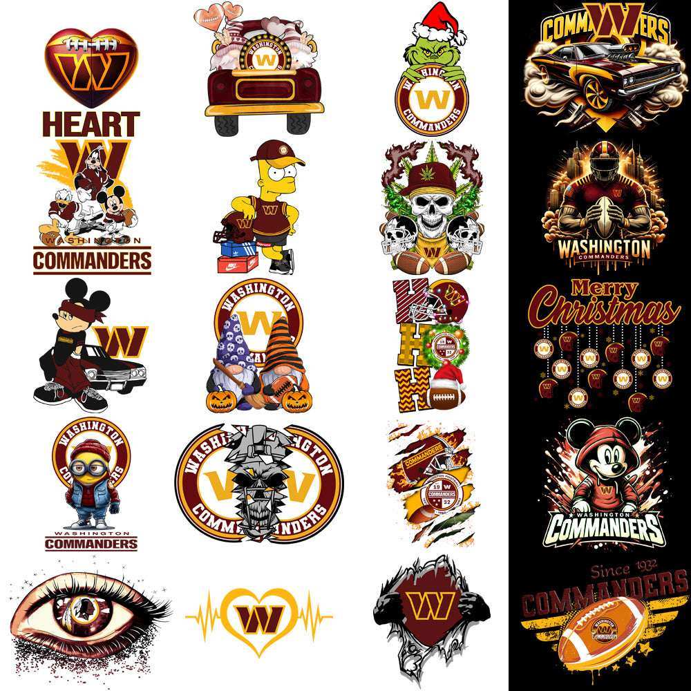42 Washington Commanders V3 Football Designs Bundle PNG