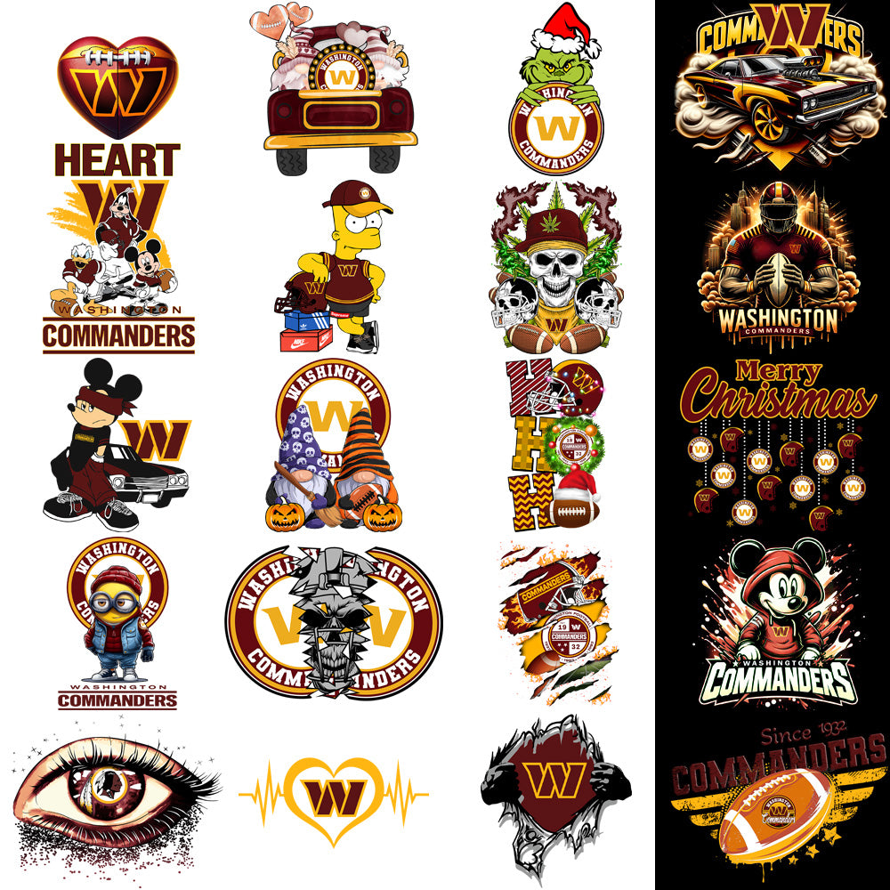 42 Washington Commanders V3 Football Designs Bundle PNG