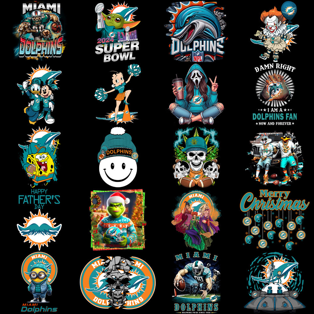 49 Miami Dolphins V4 Football Designs Bundle PNG