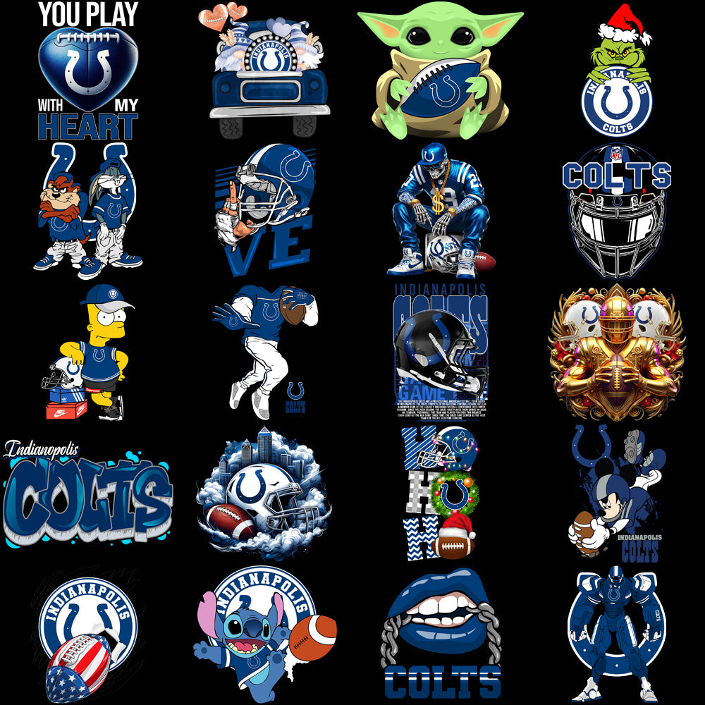 48 Indianapolis Colts V3 Football Designs Bundle PNG