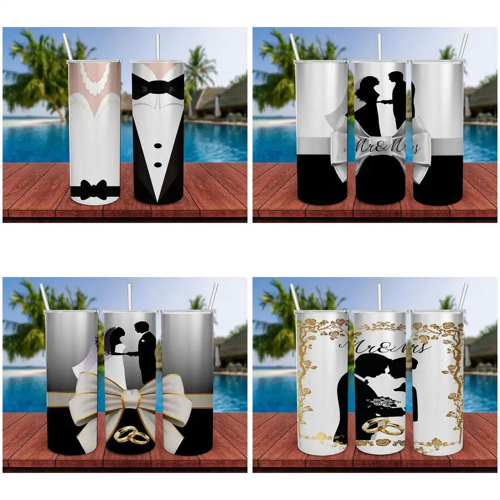 7 Romantic Wedding Tumbler Wrap Designs Bundle JPG