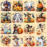 Load image into Gallery viewer, 64 Watercolor Cute Halloween Designs Bundle PNG
