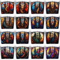 Load image into Gallery viewer, 38 Dragon Stained Glass Tumbler Wrap Designs Bundle JPG

