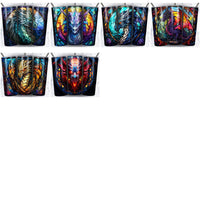 Load image into Gallery viewer, 38 Dragon Stained Glass Tumbler Wrap Designs Bundle JPG
