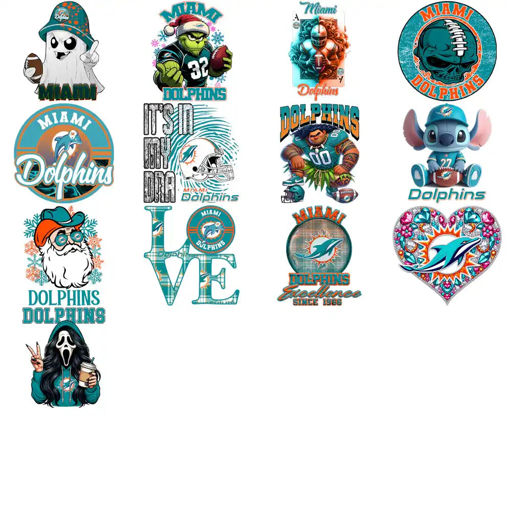 49 Miami Dolphins V4 Football Designs Bundle PNG