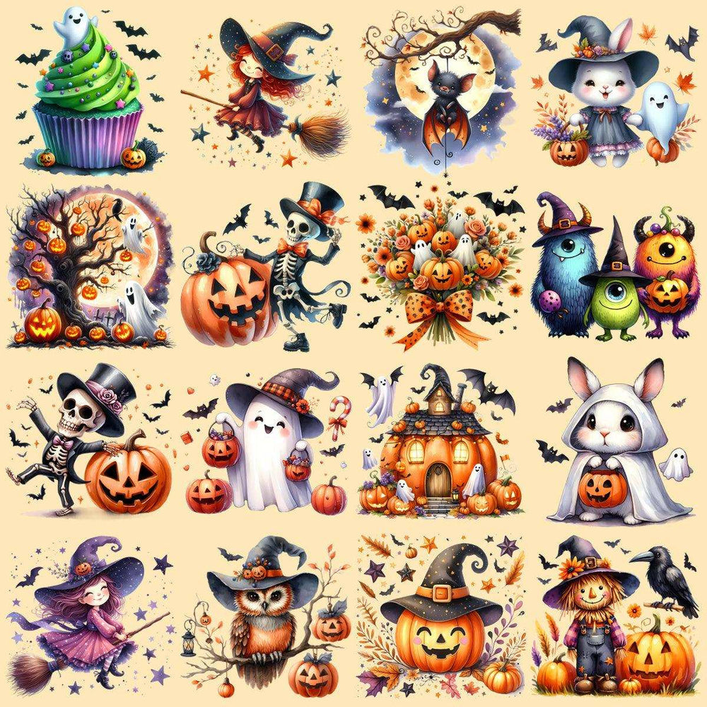 64 Watercolor Cute Halloween Designs Bundle PNG