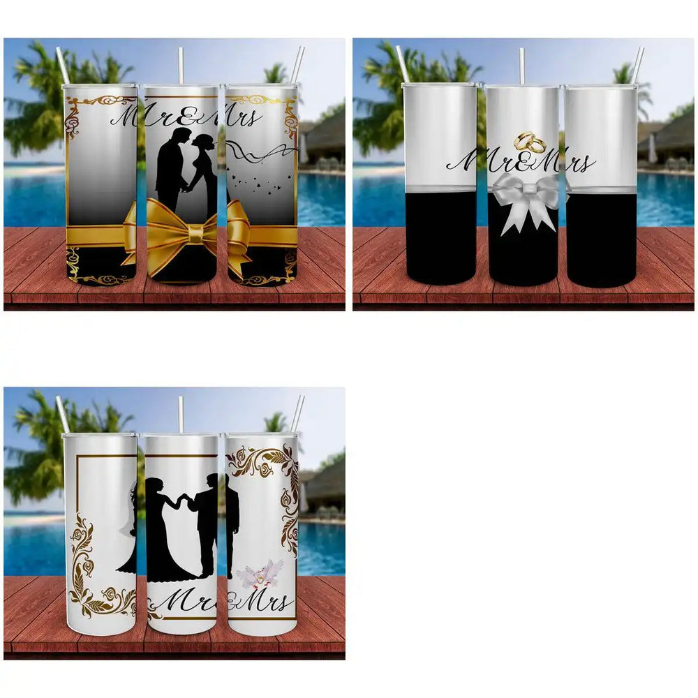 7 Romantic Wedding Tumbler Wrap Designs Bundle JPG
