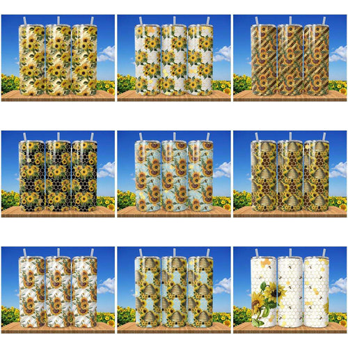 13 Sunflowers Tumbler Wrap Designs Bundle JPG