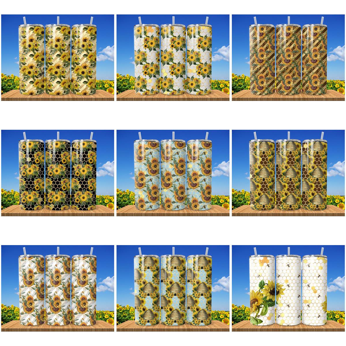 13 Sunflowers Tumbler Wrap Designs Bundle JPG