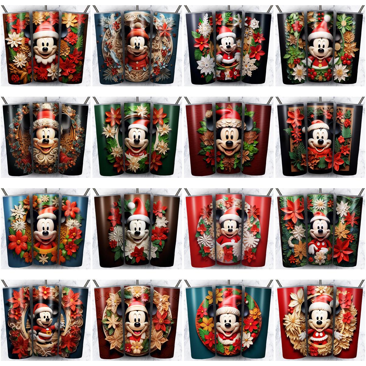 45 Mickey 3D Christmas Tumbler Wrap Designs Bundle JPG