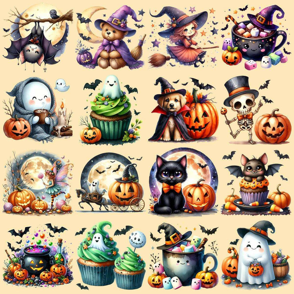 64 Watercolor Cute Halloween Designs Bundle PNG