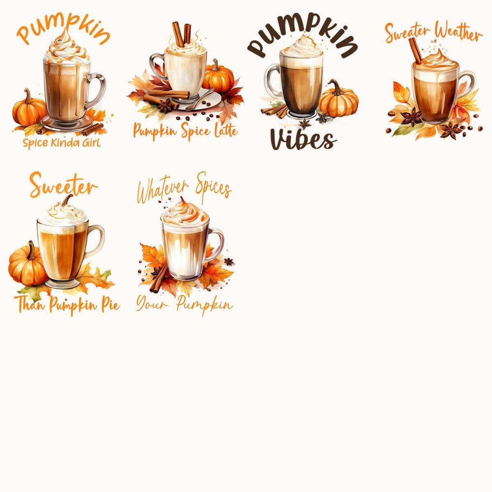 29 Pumpkin Fall Spice Coffee Designs Bundle PNG