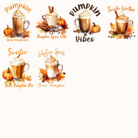 Load image into Gallery viewer, 29 Pumpkin Fall Spice Coffee Designs Bundle PNG
