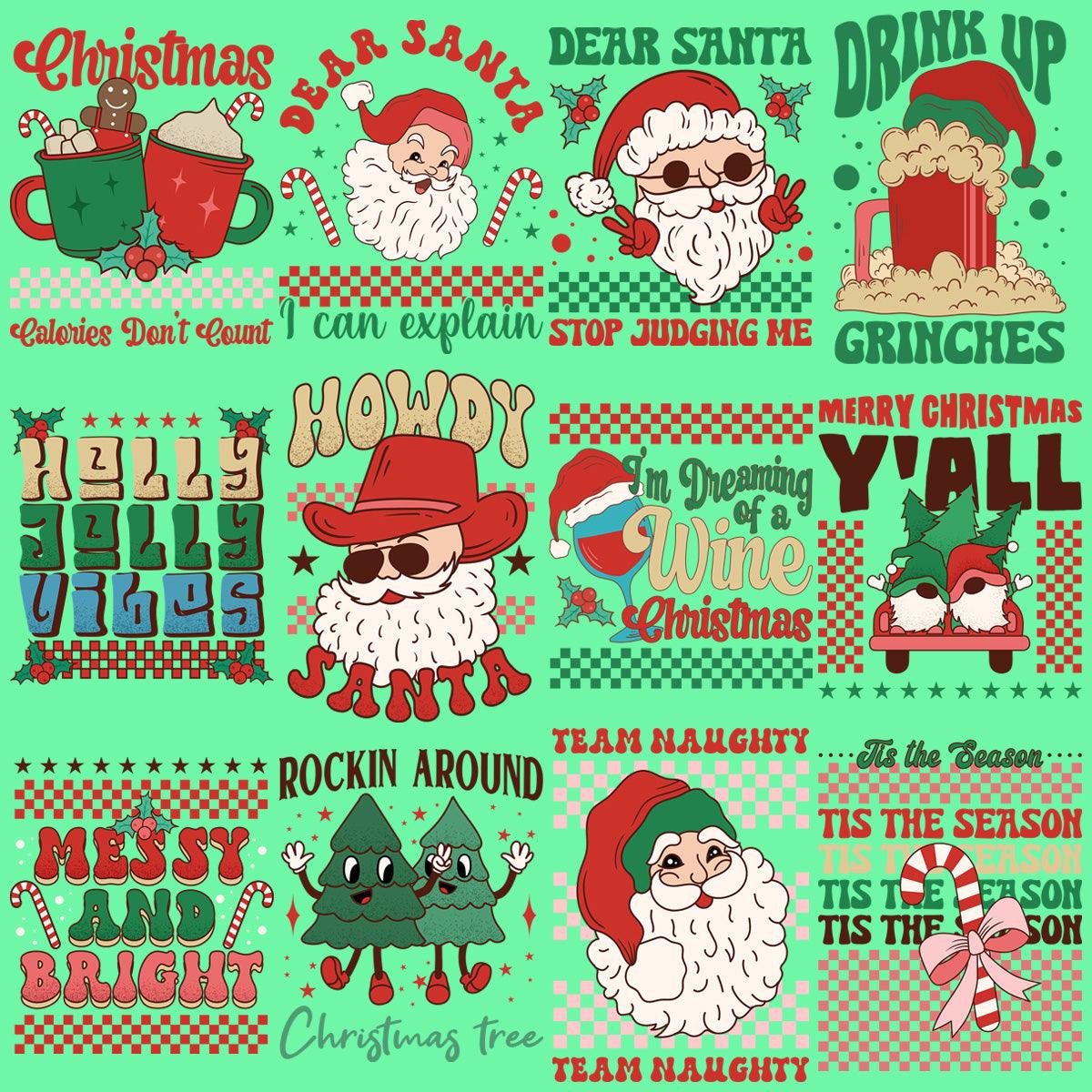 11 Retro Christmas Designs Bundle PNG