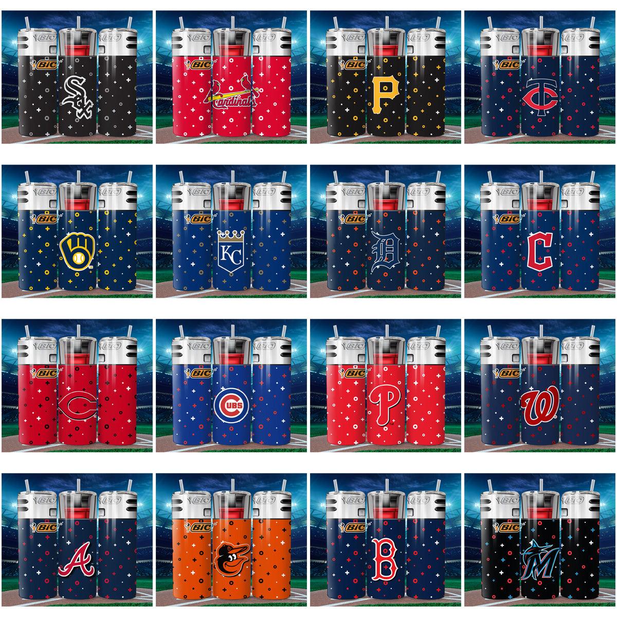 20 Baseball BIC Lighters Tumbler Wrap Designs Bundle JPG