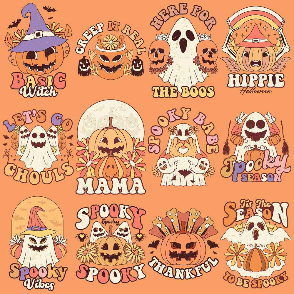 11 Retro Cute Fall Halloween Designs Bundle PNG