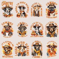 Load image into Gallery viewer, 23 Retro Fall Cowboy Dog Designs Bundle PNG
