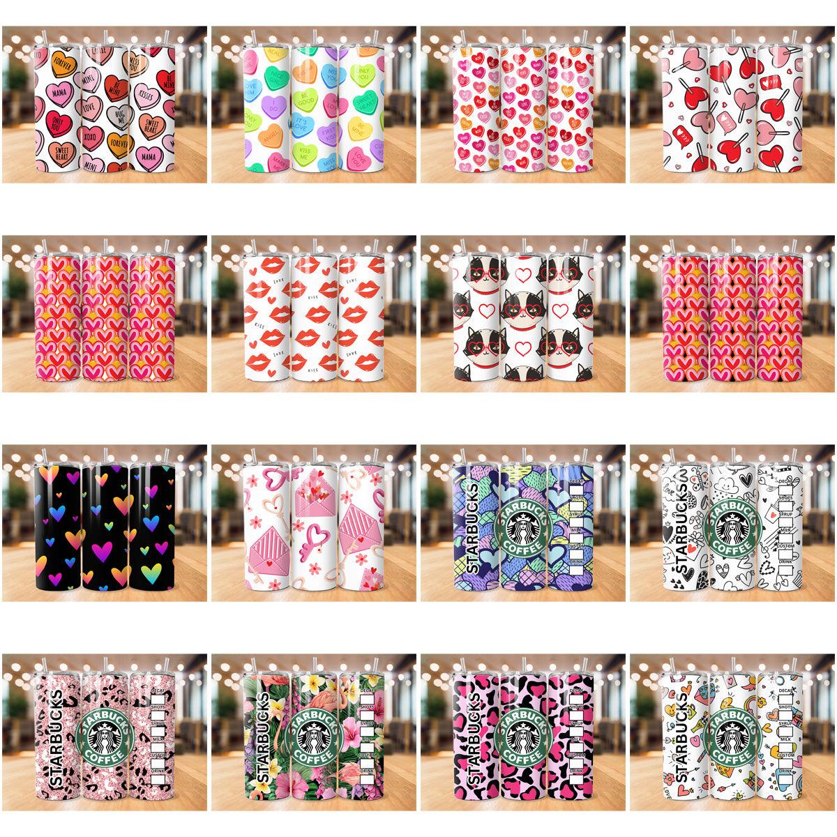 31 Colorful Valentine Tumbler Wrap Designs Bundle JPG