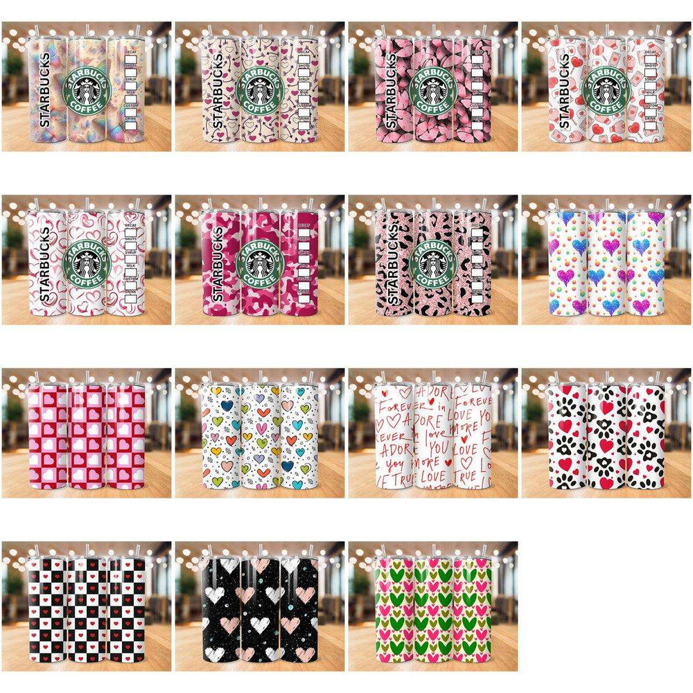 31 Colorful Valentine Tumbler Wrap Designs Bundle JPG