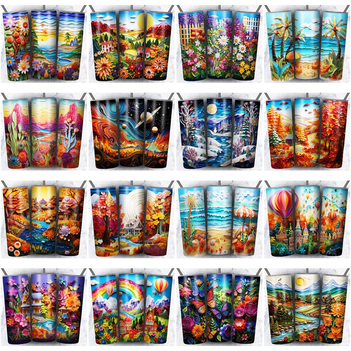 75 Nature Art Scenery Tumbler Wrap Designs Bundle JPG