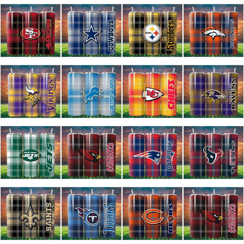 19 Fußball Karo-Stil Trinkbecher-Designs Bundle JPG