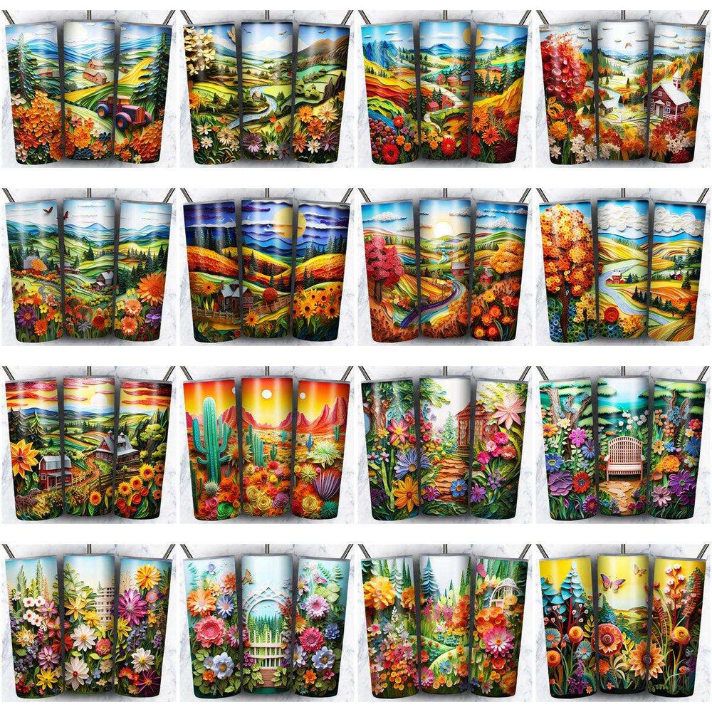75 Nature Art Scenery Tumbler Wrap Designs Bundle JPG