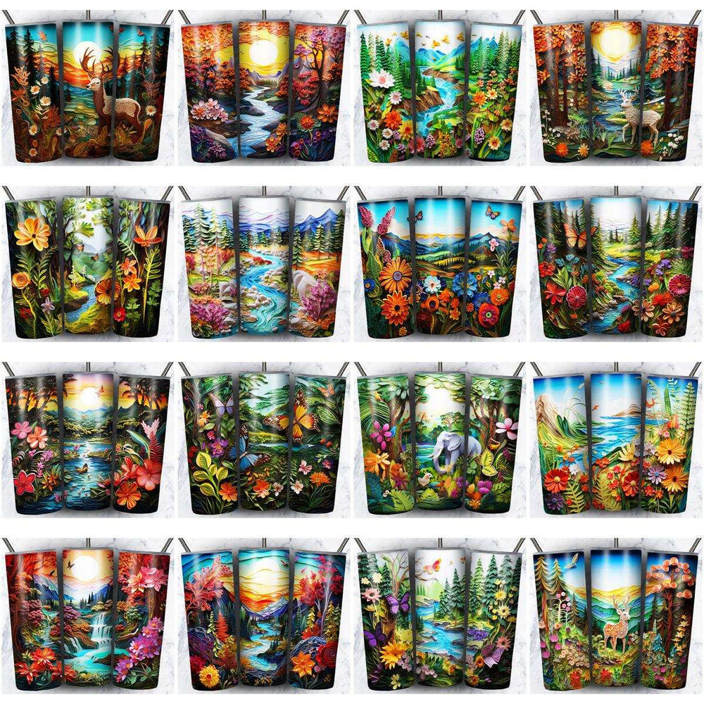 75 Nature Art Scenery Tumbler Wrap Designs Bundle JPG