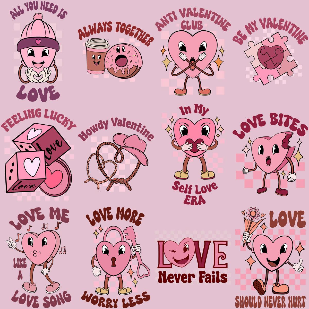 24 Retro Valentines Designs Bundle PNG